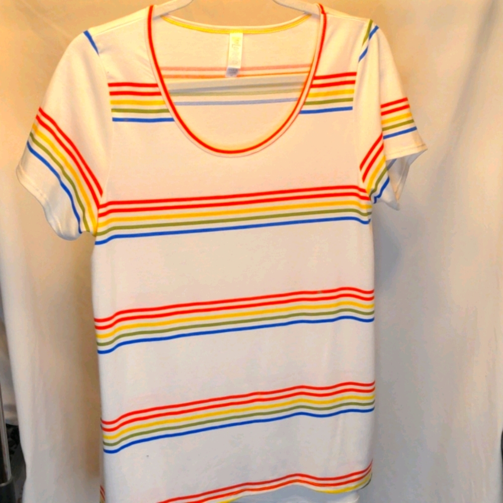 LLR Classic Tee, Rainbow stripe, size Medium